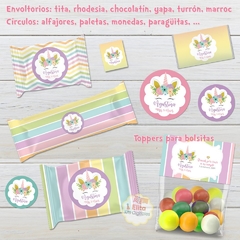 Kit Imprimible Unicornio + Banner Circular Fondo Mesa Dulce - Kits Imprimibles - Elita Kits Digitales