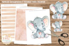 Kit imprimible elefante nena bautismo baby shower