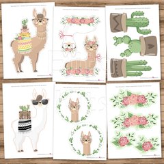 Kit imprimible llamas llamitas alpacas cactus