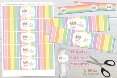 Kit Imprimible Unicornio + Banner Circular Fondo Mesa Dulce