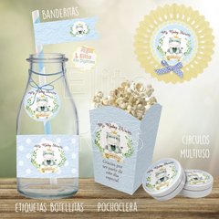 Kit imprimible hipopótamo nene varón, 1 Añito Bautismo Baby Shower