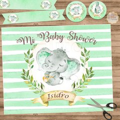 Kit imprimible Baby Shower Elefante Nena Nene