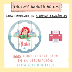 Kit imprimible Sirenita Bebe + Banner Circular Fondo Mesa Dulce - comprar online