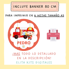 Kit Imprimible Bomberos + Banner Circular Fondo Mesa Dulce - comprar online