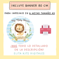 Kit Imprimible León + Banner Circular Fondo Mesa Dulce - comprar online