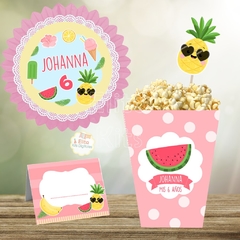 Kit imprimible Verano Pileta Frutas + Banner Circular Fondo Mesa Dulce Candybar - Kits Imprimibles - Elita Kits Digitales
