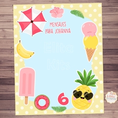 Kit imprimible Verano Pileta Frutas + Banner Circular Fondo Mesa Dulce Candybar en internet