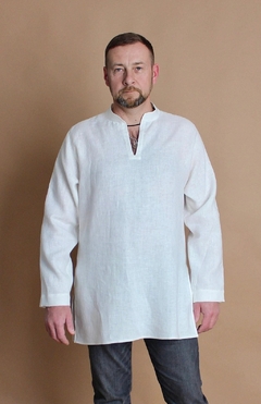 camisa caftan linho masculina