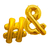 1 Un Balão Bexiga Metalizado Dourado Simbolos # e &