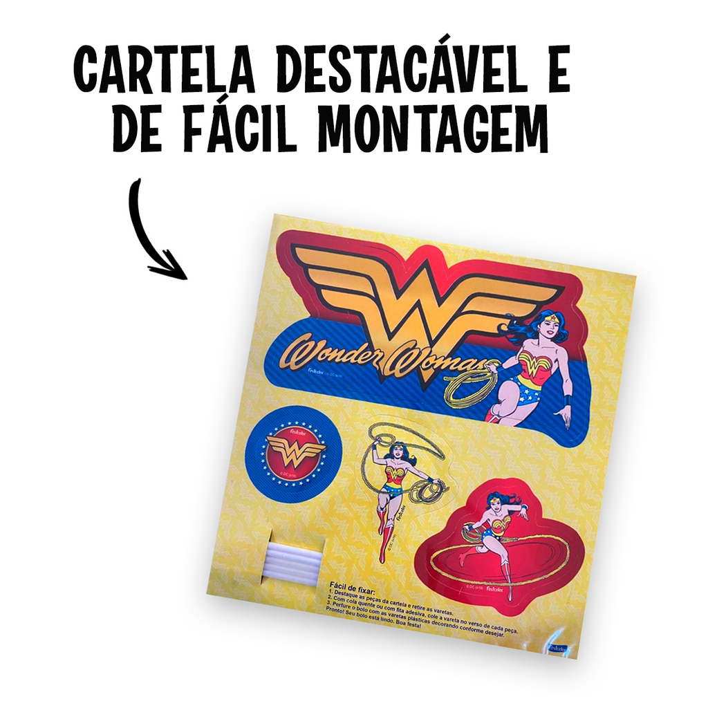 Topo Topper de Bolo Personalizado Mulher Maravilha