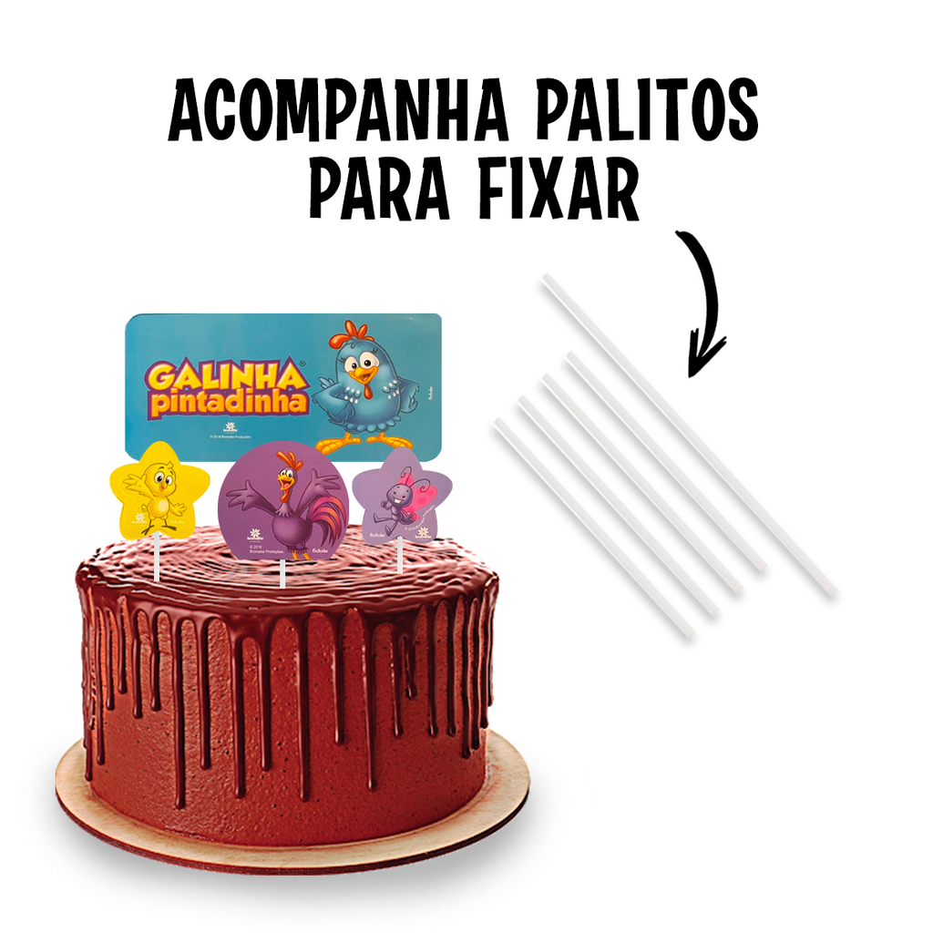 Topo Para Bolo Desenho Galinha Pintadinha Topper Aniversario