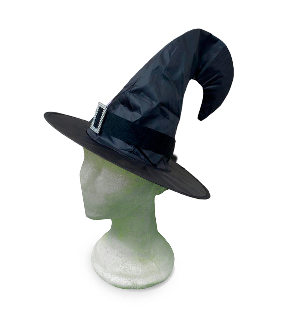 Chapéu De Bruxa Luxo Com Renda e Fivela Preto Halloween