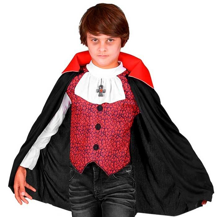 Fantasia Infantil Capa Vampiro Dracula Gola Alta Helloween