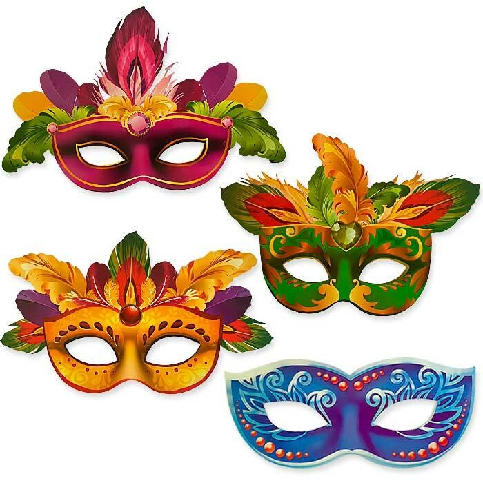 Máscara de Carnaval de Papel para Rosto 4 Unidades