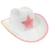 Chapeu Cowboy Branco Detalhes Rosa Com Estrela Country Vaqueira Adereco Fantasia