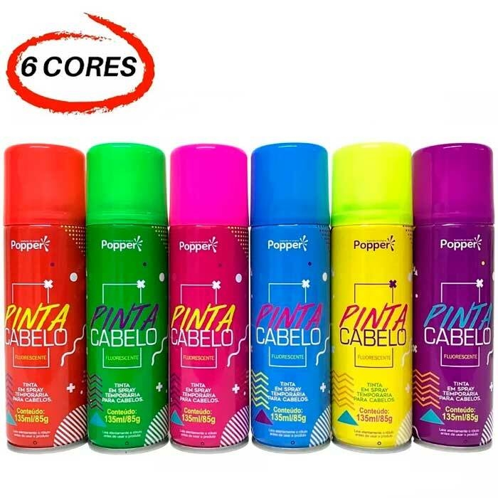 Tinta Spray para Cabelo Neon Colorido Fluor Temporária 135mL - Apollo Festas