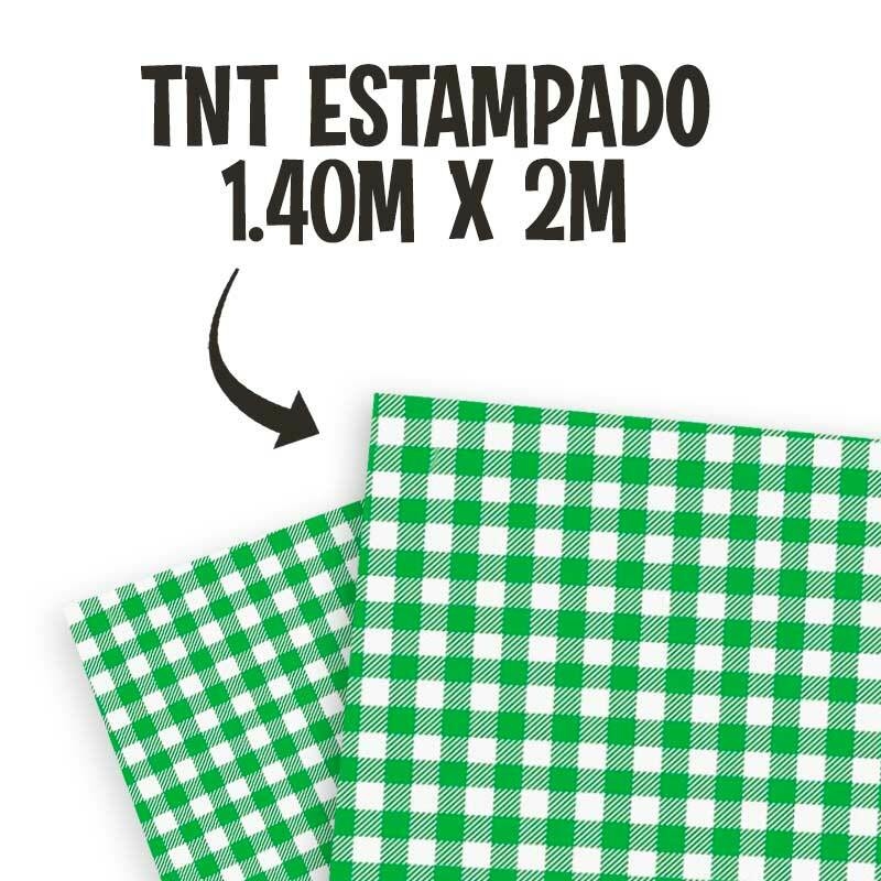 TNT Estampado Mewi Xadrez Verde com Branco - 3 m x 1,40 m de largura 40g –  1017