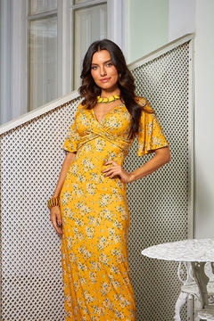 VESTIDO LONGO SAMARA AMARELO - BOUTIQUE K MODA EVA - FIQUE LINDA - MODA EVANGÉLICA E EXECUTIVA