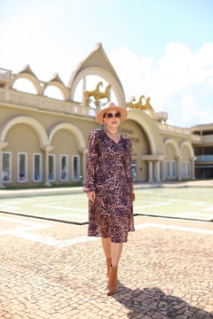 VESTIDO ANIMAL PRINT - MANGA LONGA MODA EVANGÉLICA