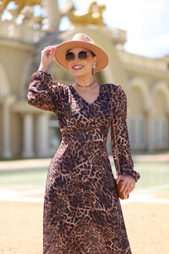 VESTIDO ANIMAL PRINT - MANGA LONGA MODA EVANGÉLICA - FIQUE LINDA - MODA EVANGÉLICA E EXECUTIVA