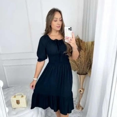 VESTIDO MIDI CIGANINHA PRETO MANGA 3/4