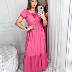 VESTIDO LONGO CIGANINHA ROSA CHICLETE