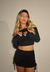 Cropped Burn Preto (acompanha faixa) - loja online