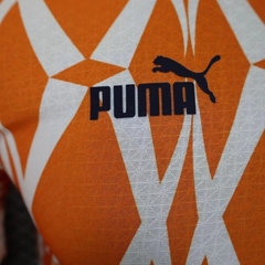 Camisa Costa do Marfim Pré-Jogo 23/24 - Jogador Puma Masculina - Laranja com detalhes em branco e verde - Skull Sports