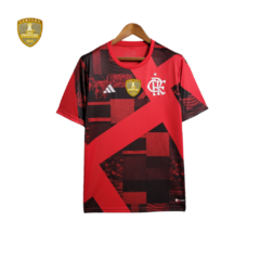 Camisa Flamengo III 23/24 Torcedor Masculina - Vermelha com detalhes em preto e branco com todos os patrocinios - Skull Sports