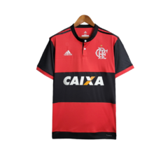 Camisa Flamengo I Retrô 17/18 Torcedor Masculina - Vermelha com detalhes em Preto - Skull Sports