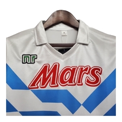 Camisa Retrô Napoli II 1988/1989 - Ennere Masculina - Branca com detalhes em azul - Skull Sports