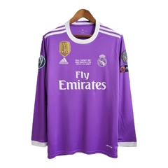 Camisa Retrô Real Madrid II 2017/2018 manga longa - Adidas Masculina - Roxa com detalhes em branca - comprar online