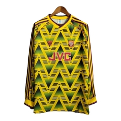 Camisa Retrô Arsenal II 1991/1993 manga longa - Masculina Adidas - Amarela com detalhes em verde e vermelho