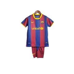 Kit Infantil Retrô Barcelona I 2010/2011 - Nike - Azul e vermelho com detalhes em amarelo