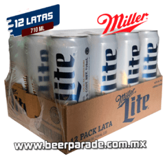 Caja cerveza Miller Lite 12 Latas de 710 ml - Beer Parade