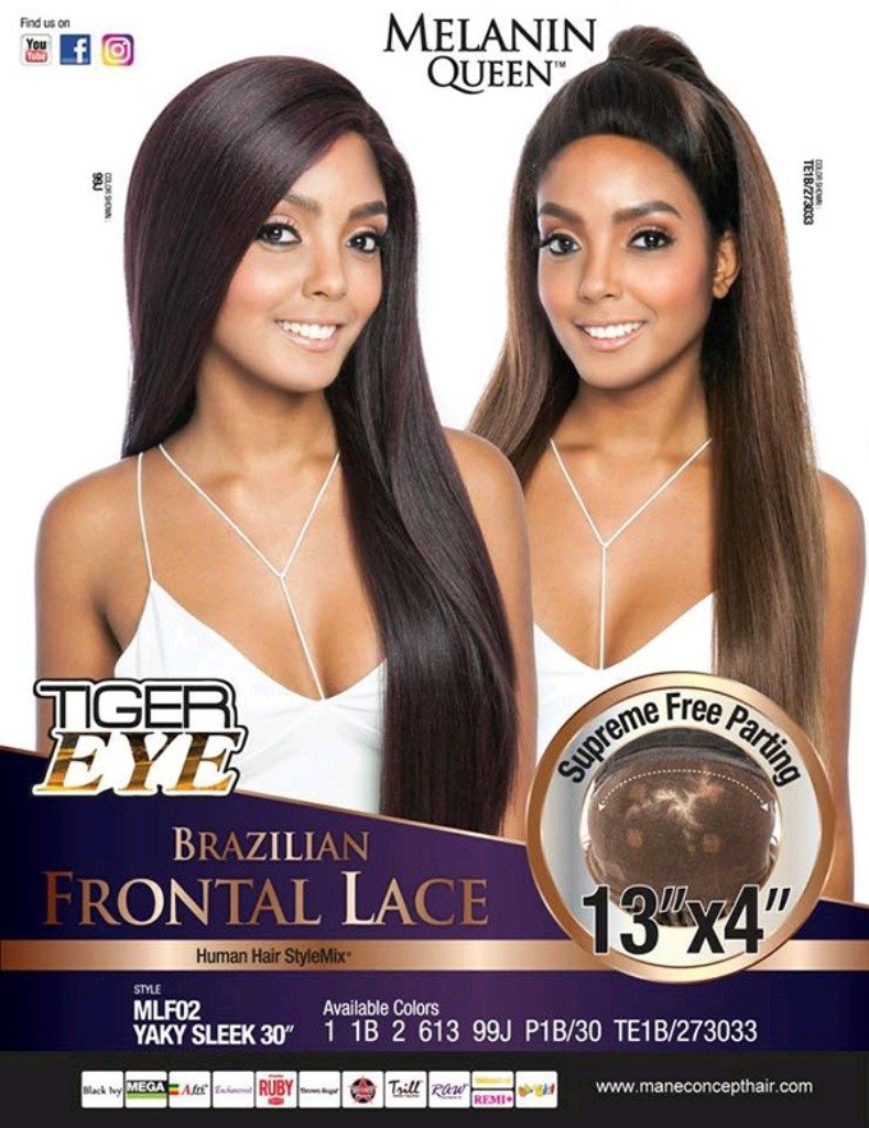 Front lace mlf02 yaky sleek human hair blend