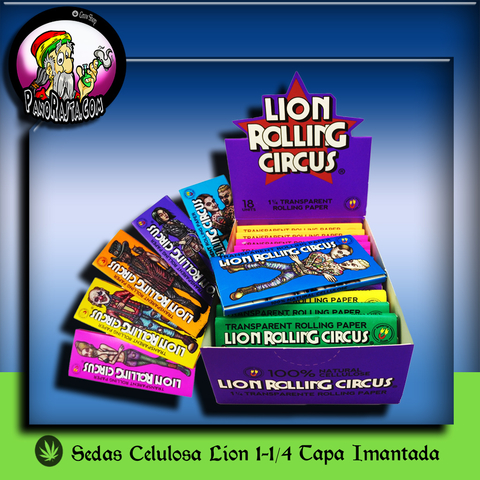 SEDAS CELULOSA LION ROLLING CIRCUS 1 1/4 TAPA IMANTADA