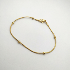 Pulsera cola de ratón con esferas acero dorado