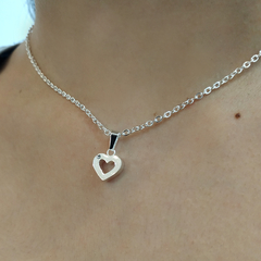 Dije corazón mini con cubic acero blanco (no incluye cadena)