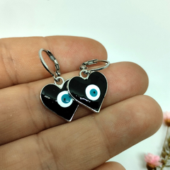 Aros corazón esmaltado con ojo turco - tienda online