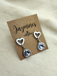 Aros corazón con cubic colgante