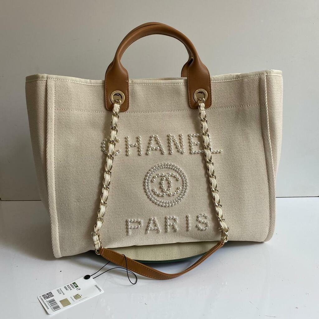 BOLSA CHANEL DEAUVILLE BEGE ITALIANA - ITALY BAGS