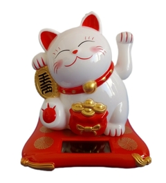 Gato de la Suerte Blanco Solar - Maneki Neko