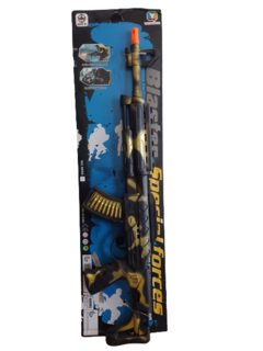 Rifle Ametralladora Camuflada a fricción Negro y Dorado - 62 cms