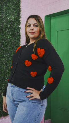 Cardigan Corazonado Negro - comprar online