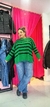 Maxi sweater rayado verde y negro