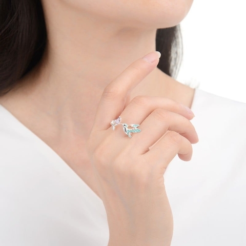 Anillo Colibrí Ajustable Zircón