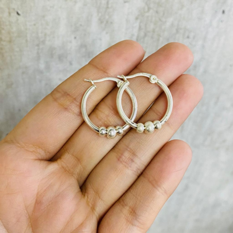 Aros argollas con bolitas sales