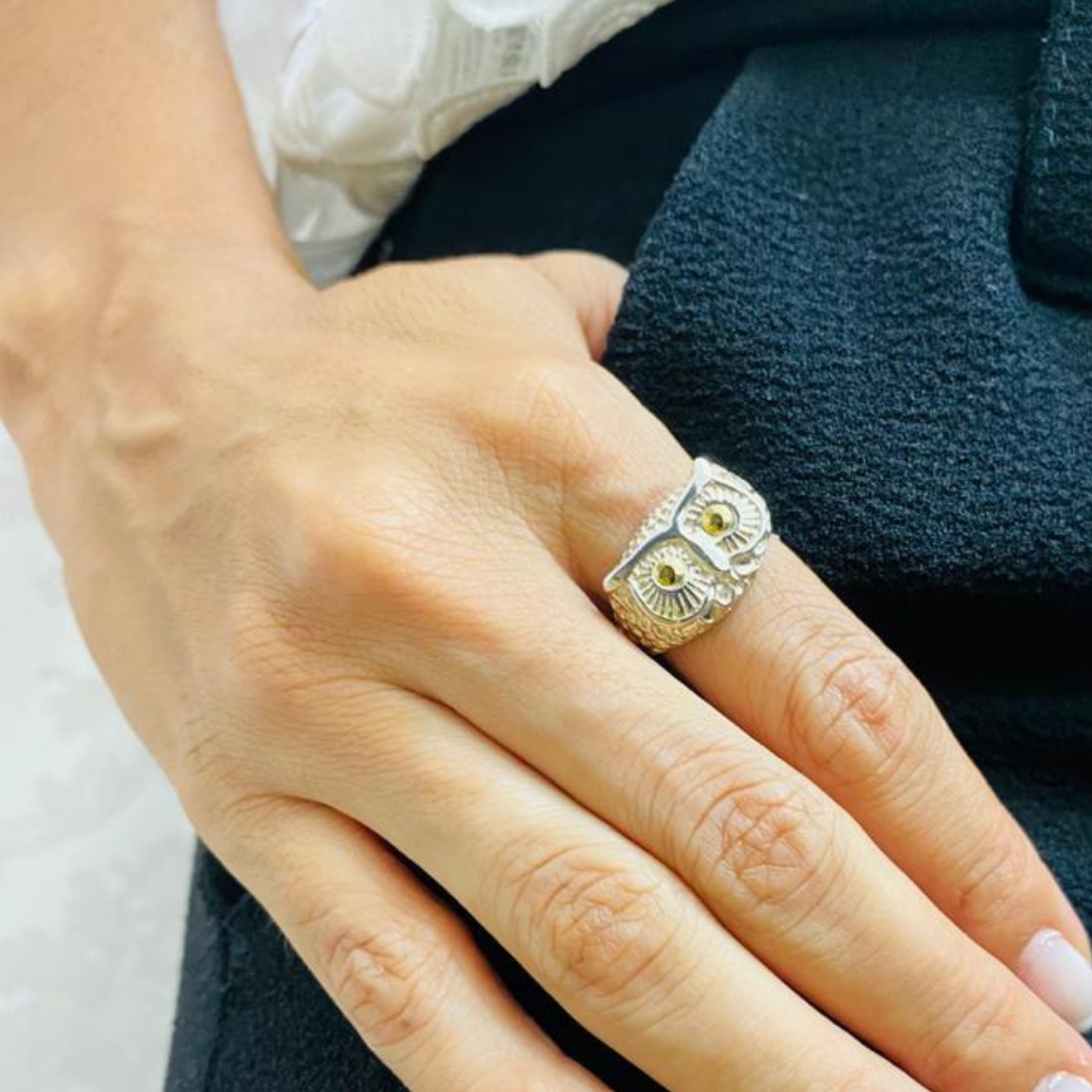 Anillo Plata 925 y Oro Buho