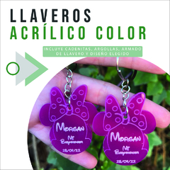 souvenir regalo souvenirs Guayaba Laser La Plata corte y grabado laser personalizada acrilico aniversario cumpleaños enamorados pareja personalizado llaveros llavero colores arcoiris mariposa Minnie Mickey Paw patrol tematica a medida cadenita argolla tar